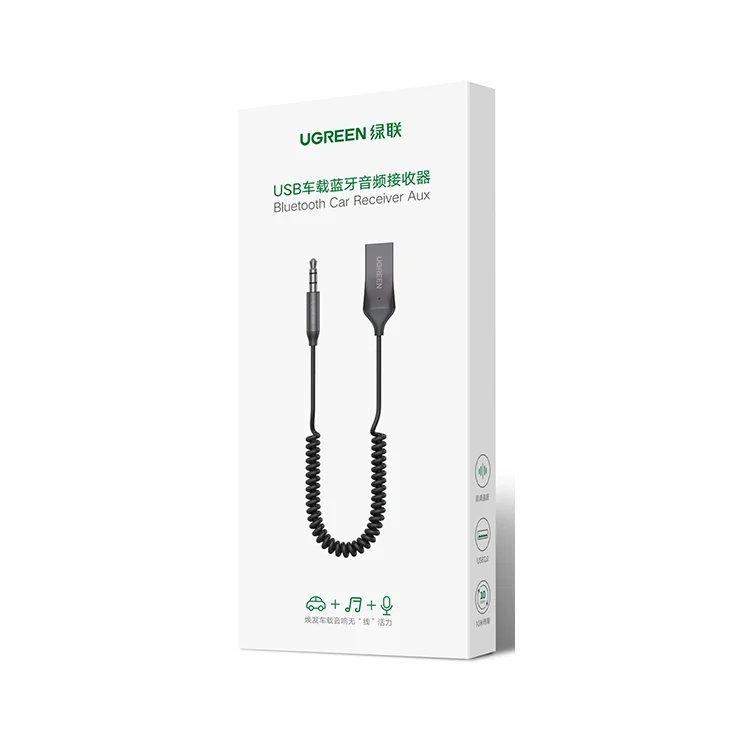 UGREEN Adaptador Aux a Bluetooth 5.0 Receptor Bluetooth de 3,5 mm para automóvil Kit de conector USB 2.0 a 3,5 mm