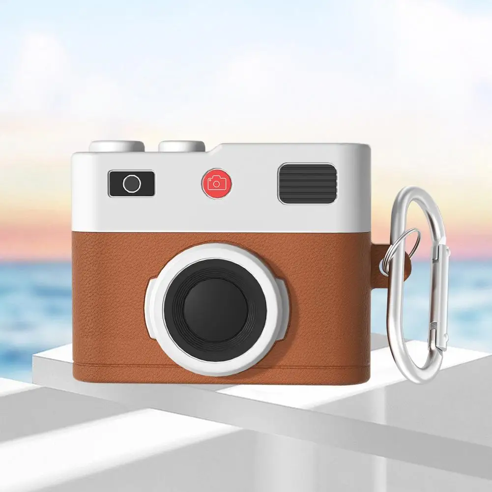 Robuste Kopfhörer-Abdeckung, Retro-3D-Kamera, Silikon-Haut-Abdeckung für Airpods 4, stoßfeste Schutzhülle mit Impact für Ultimate