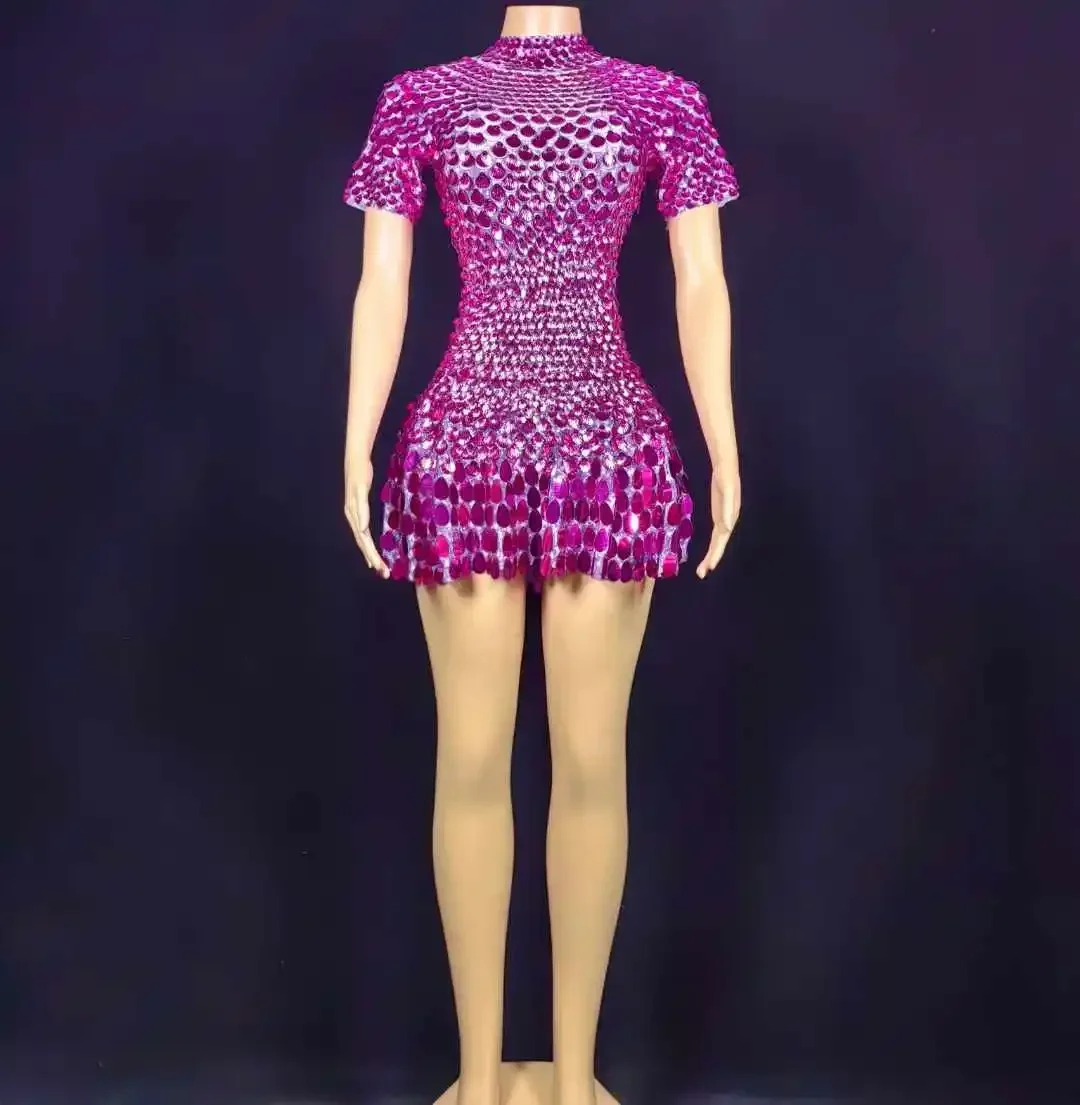 

Women Dancer Mini Dress Design Stage Wear Photoshoot Props Carnival Halloween Mardi Gras Dressy Drag Queen Costume 2025 New Year