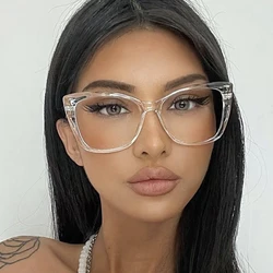 2022 Fashion Sexy Transparent Frame Cat Eye Anti-blue Glasses Women Vintage Optical Computer Eyeglasses Female Oculos Spectacles