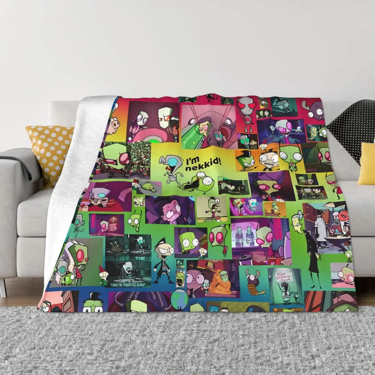 Alien ET Space Blanket Flannel Invader Zim Cozy Soft FLeece Bedspread