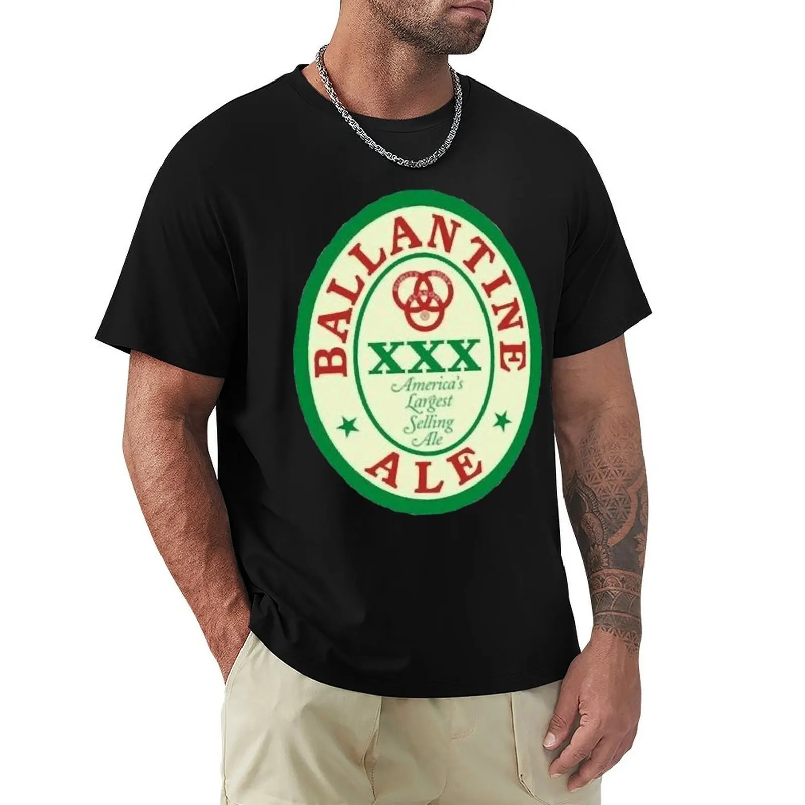 Camiseta con logo de Ballantine Beer, informal, de manga corta, para festival