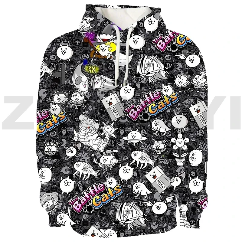 Hot The Battle Cats Streetwear Men Anime Hoodie Hip Hop Couple Clothes 3D Kawaii The Battle Cats Sweatshirts Cosplay Pullovers