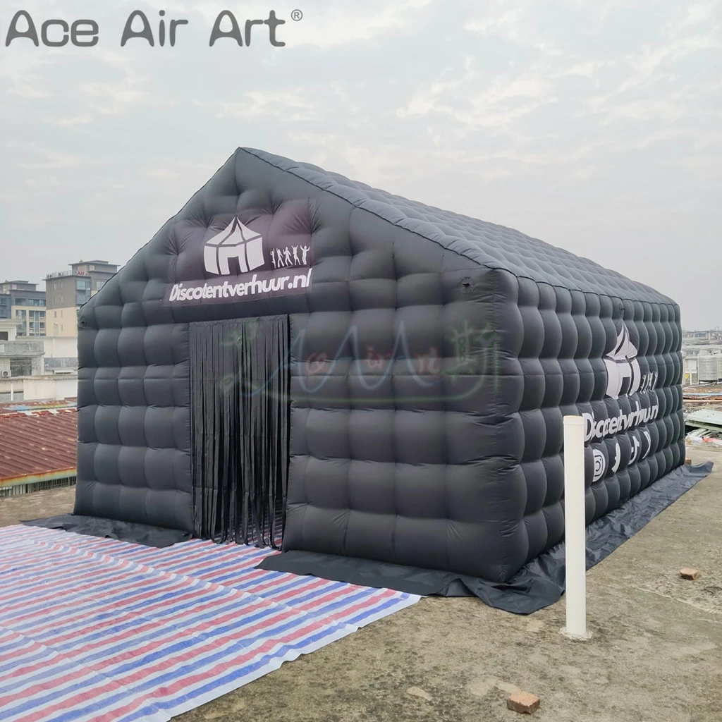 Pop Up Black Disco Lighting Night Club Inflatable Portable Mobile Bar Marquee Cube Party Wedding Tent Outdoor Events