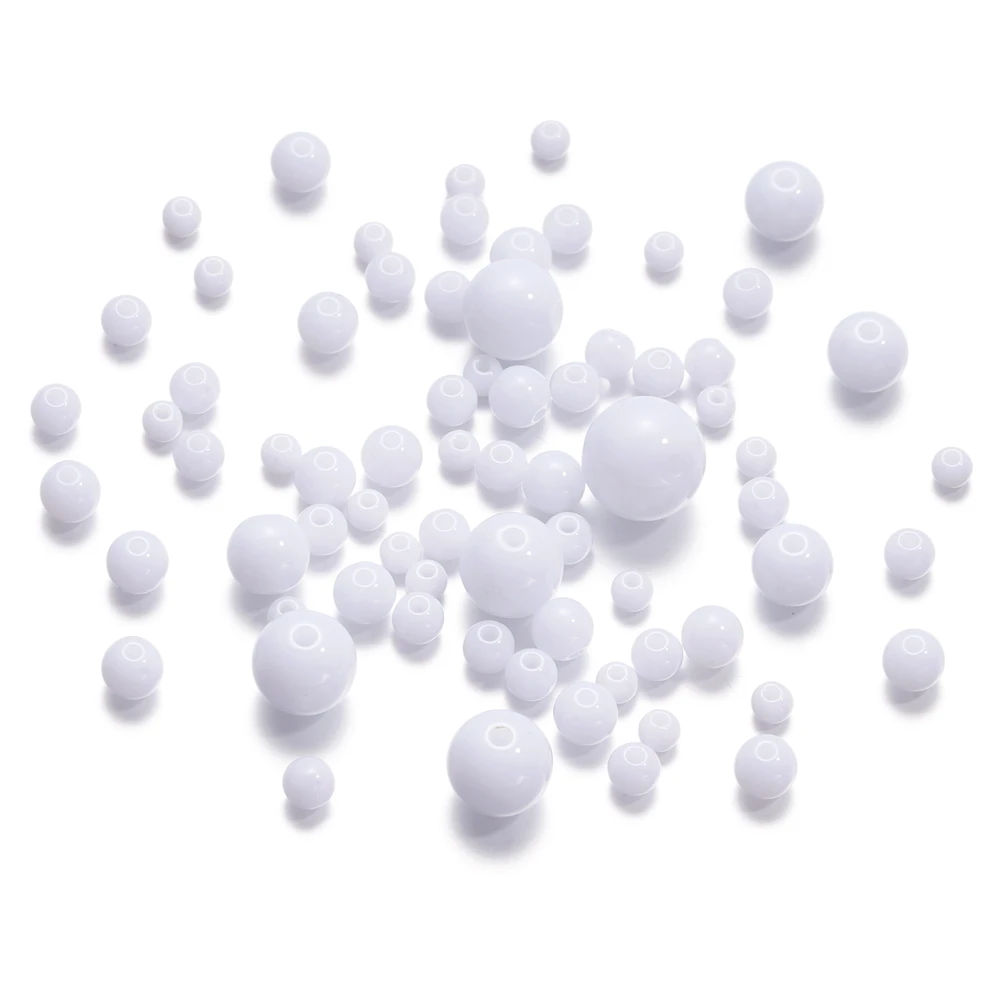 10-100pcs/lot White Acrylic Round Bead Charm Spacer Loose Beads for DIY Necklace Bracelet Earring Jewelry Making Supplies 4-12mm