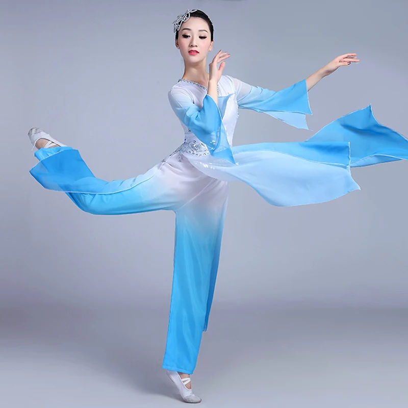 Traditional Classical dancewear chinese folk dance costume for women dress Water Sleeve Yangko Clothing Ancient skirt pant hanfu