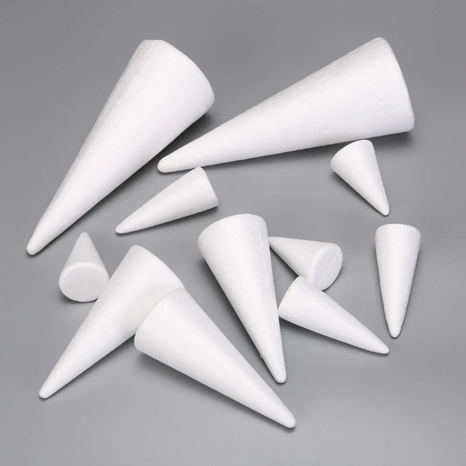 15Pcs Craft Foam Cones White Polystyrene Cones Decorations Christmas Tree Project for Party Activities DIY Arts
