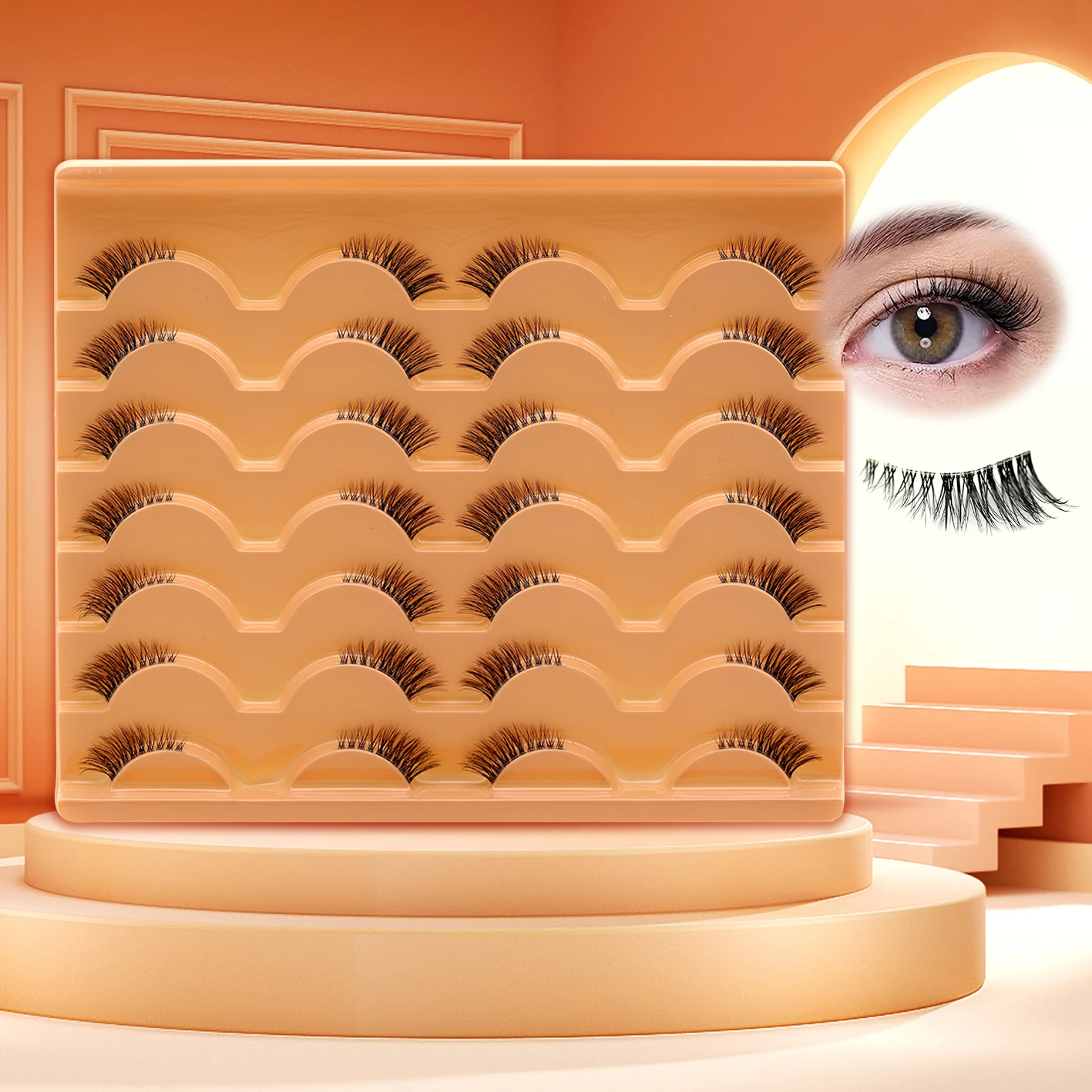 ハーフまつげ自然な見た目のハーフまつげエクステンション耐久性のあるつけまつげ目用簡単なアプリケーションと長持ちする着用