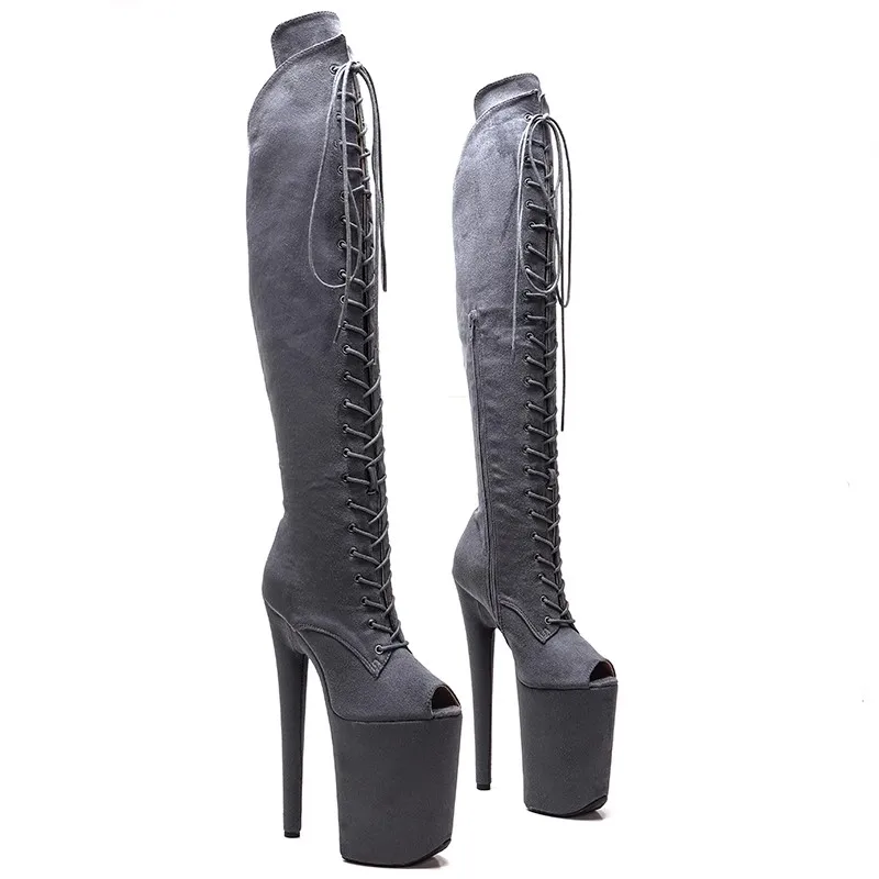 Auman Ale New 23CM/9inches Suede Upper Sexy Exotic High Heel Platform Party Women Boots Pole Dance Shoes 092