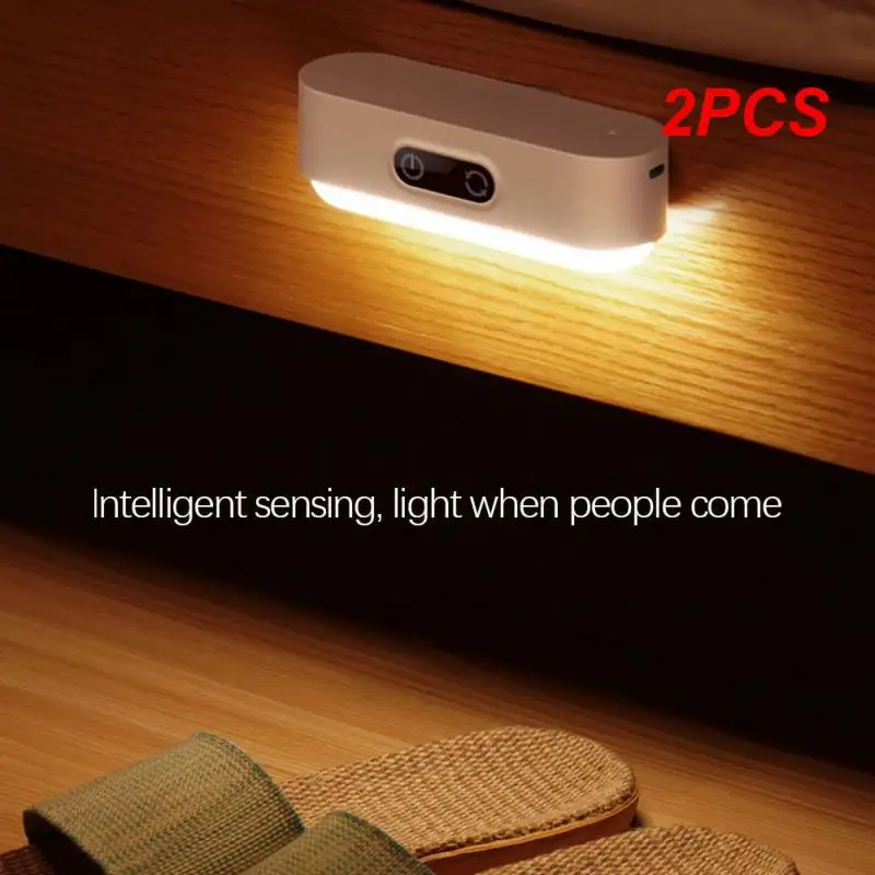 

2PCS PIR Motion Sensor LED Night Lights USB Rechargeable/Plug In Under Cabinet Lights Magnet Stepless Dimmable Reading Lamp