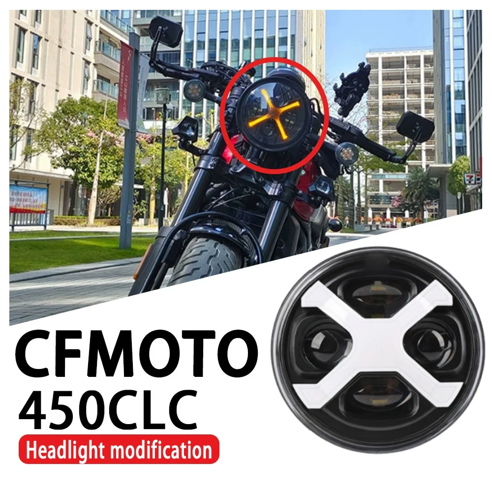 

Для CFMOTO 450CLC модификация фар 250CLC модифицированная фара Х-образная фара ретро круглый свет аксессуары для мотоциклов