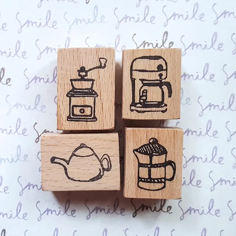 Mini Coffee Stamp Scrapbooking, Diary Decoration, Scrapbook Cute Journaling Wooden Stamps, Journaling Wooden Stamps