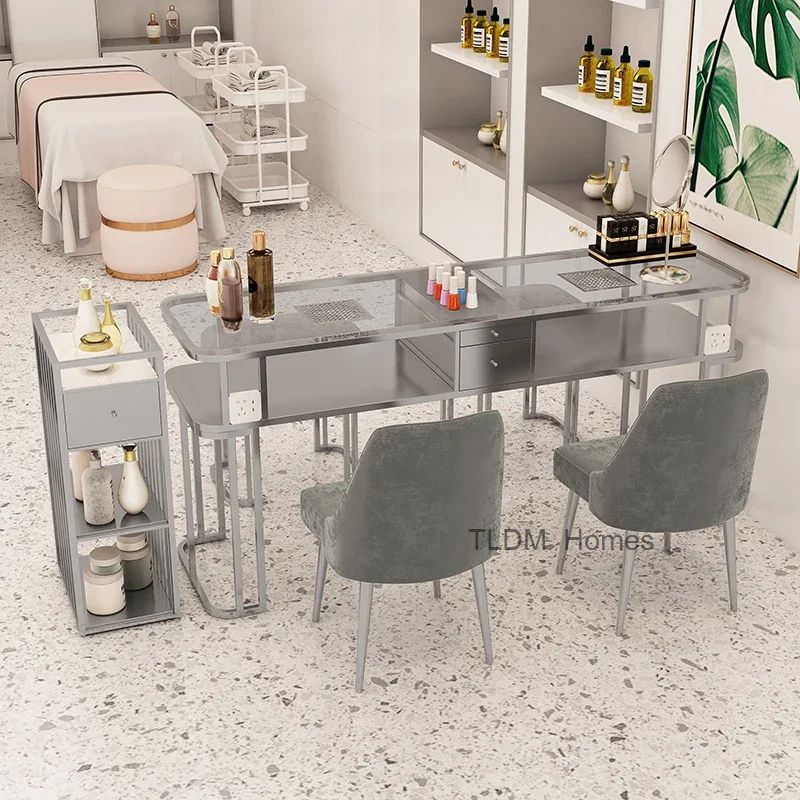 

Modern luxury glass nail table, dressing table, professional desktop nail table, living room, countertop, salon furniture,