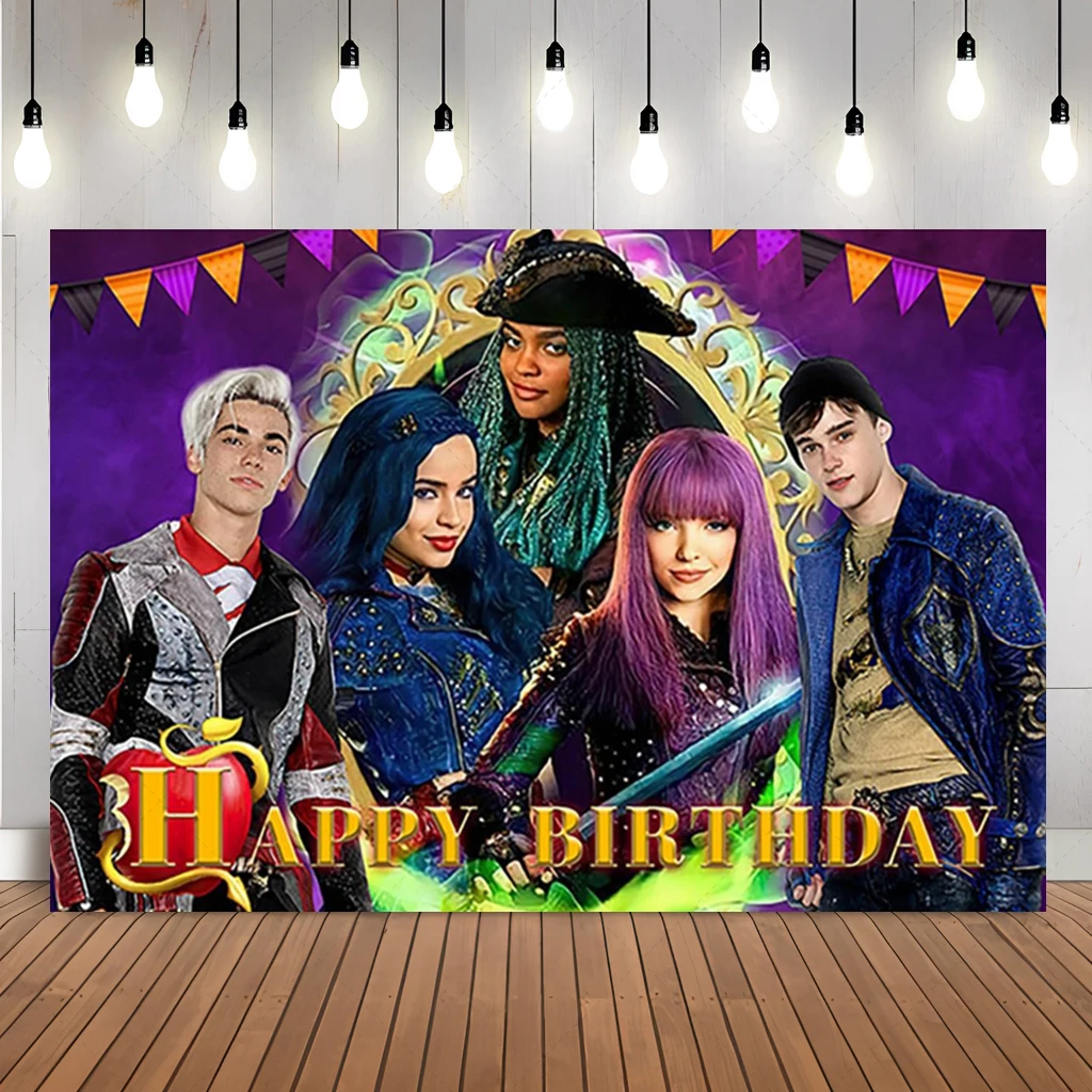 Disney Descendants The Rise of Red Backdrop for Boys Girls Birthday Party Decoration Supplies Wallpaper Decoration Background