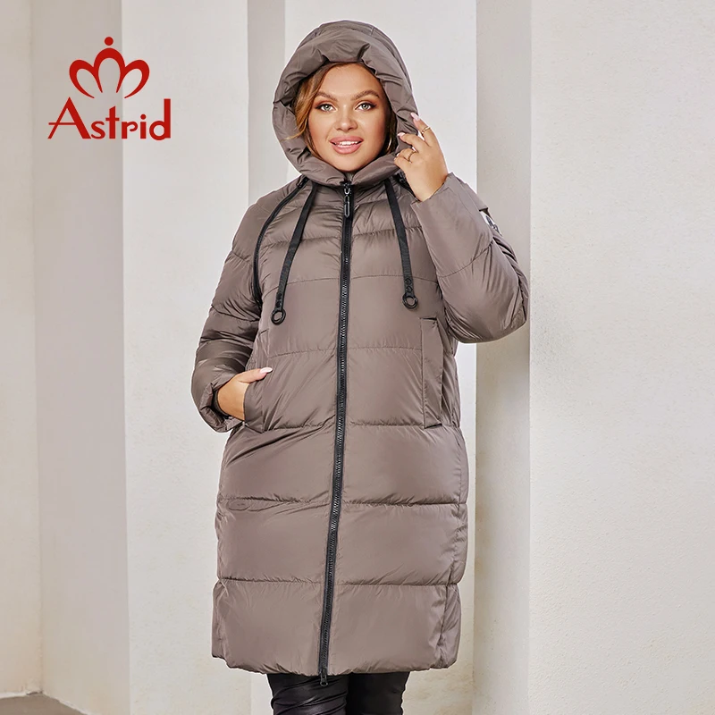 Astrid 2023 New Winter parka Women\'s coat women Jacket long warm Bright fabric fashion hooded large sizes female clothing 8675