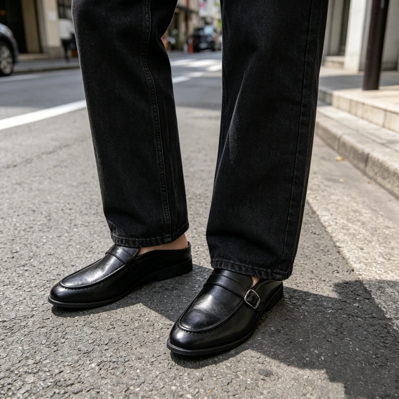 

Retro Men Half-trousers Sandals Black-brown Color Brand Men One-piece Casual Comfortable Fashionable Leather Shoes Sizes 38 - 46