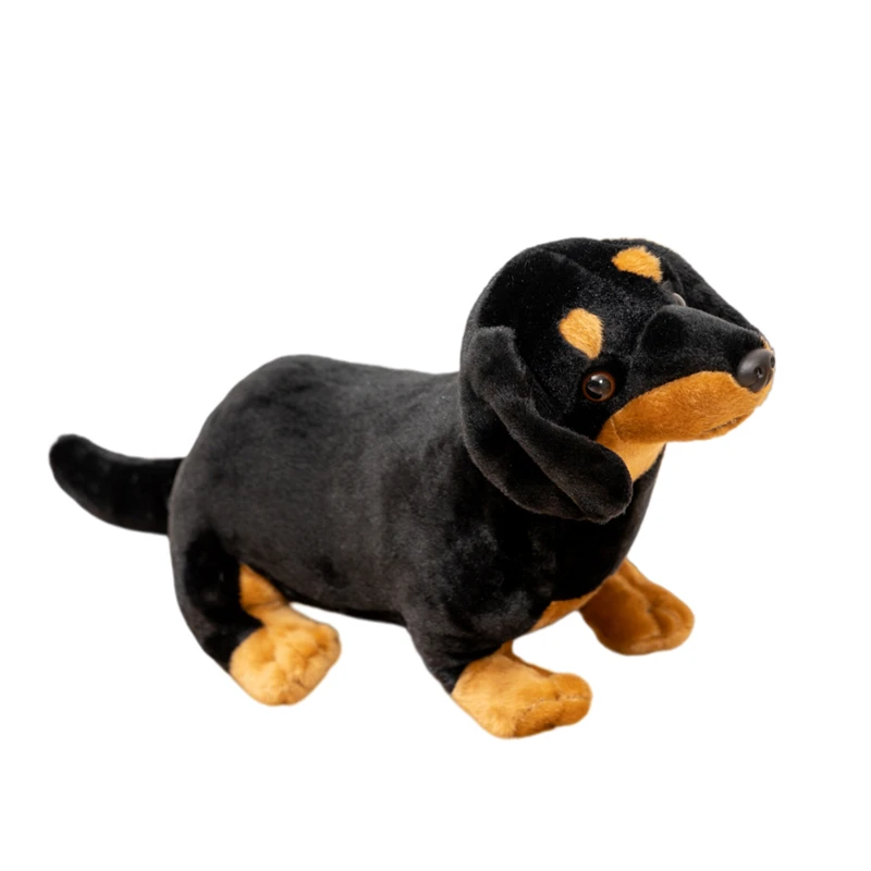 

Реалистичная плюшевая игрушка-такса, мультяшный щенок, мягкая игрушка-питомец, милый декор для комнаты, детские рождественские подарки, украшение в виде животного