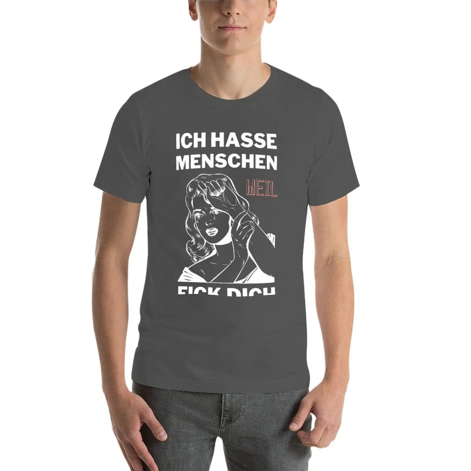Ich hasse Mensch، wieul Fick dich. تي شيرت تي شيرت للرجال حزمة تي شيرت رجالي أبيض مصمم تي شيرت #4