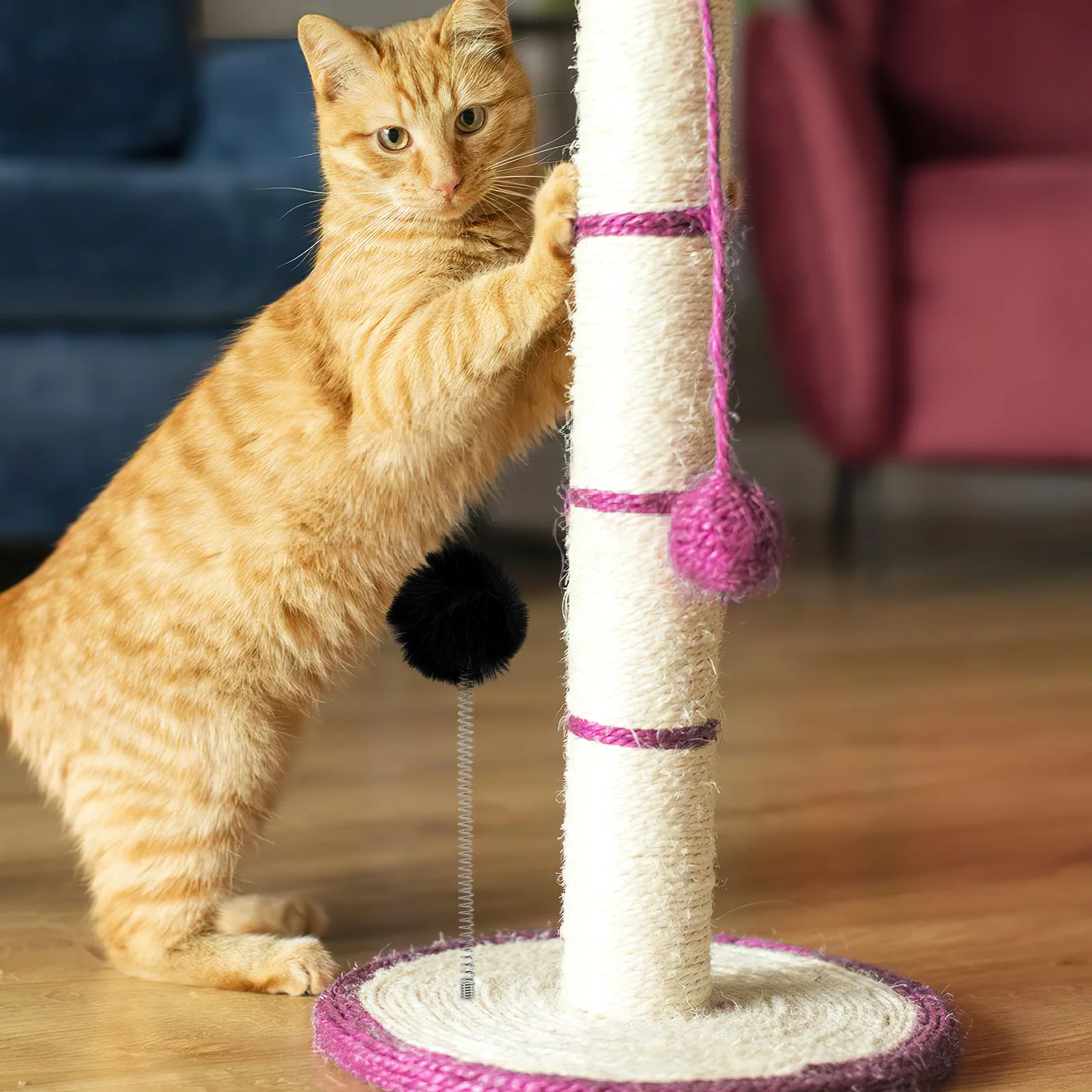 

4pcs Tree Accessories Replacement Ball Cat Scratch Ball Cat Durable Soft Fabric Hanging Dangle Assorted