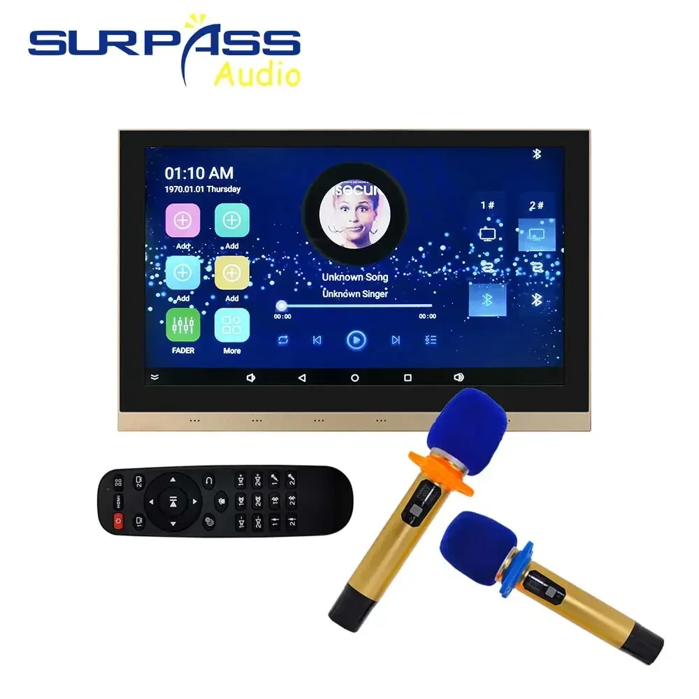 10インチWIFI Bluetooth Android 5.1アンプ内蔵サブウーファーサウンドインウォールアンプスマートホームシアターオーディオシステム（ワイヤレスマイク付き）