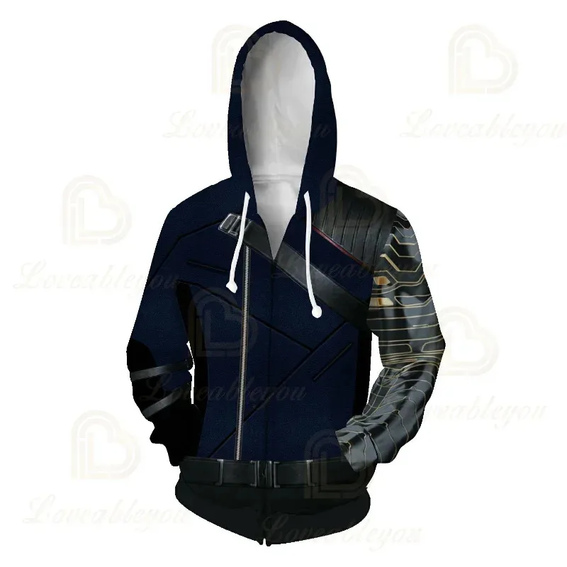 

Anime Cosplay 2022 New Design Winter Soldier Hoodies Sweatshirts Men Hoody Hooded Jacket Clothing Super Hero Movie Cosplay 72th