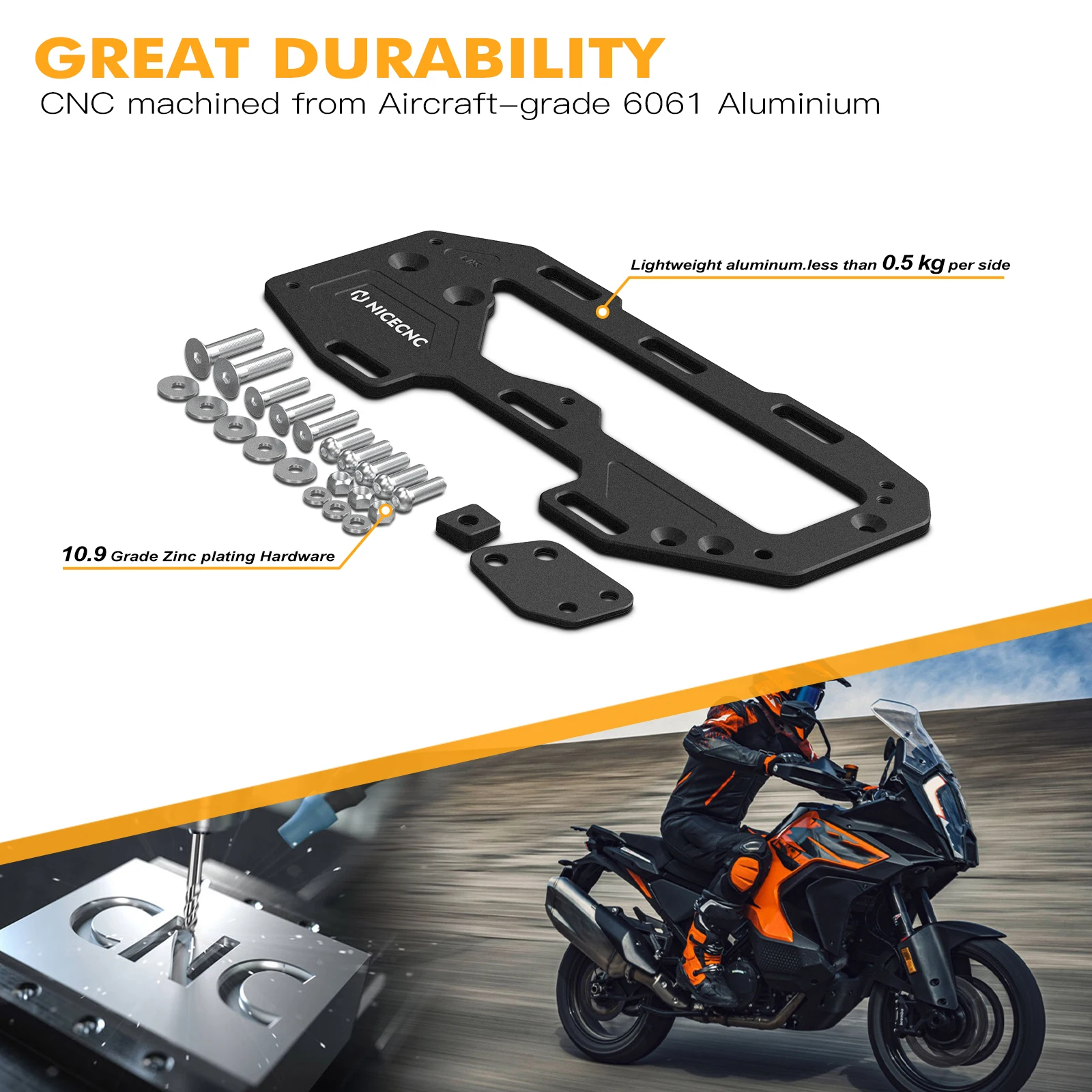 NICECNC กระจาดผู้ให้บริการด้านซ้ายออกแบบมาสําหรับ KTM 1290 Super Adventure R/S 2021+ วิธีการโบลต์โดยตรงน้ําหนักเบา