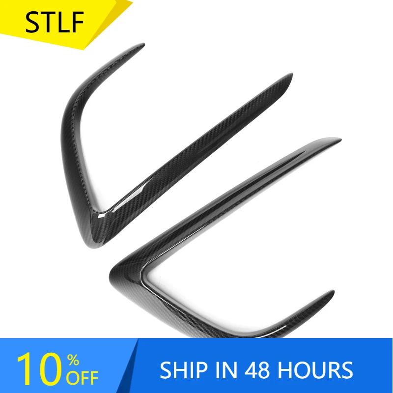

STLF2020-2021 Model Y Exterior Bumper Splitter Trim Dry Carbon Fiber V Style Front Canards Protect Cover Fog Light Car Body Kits