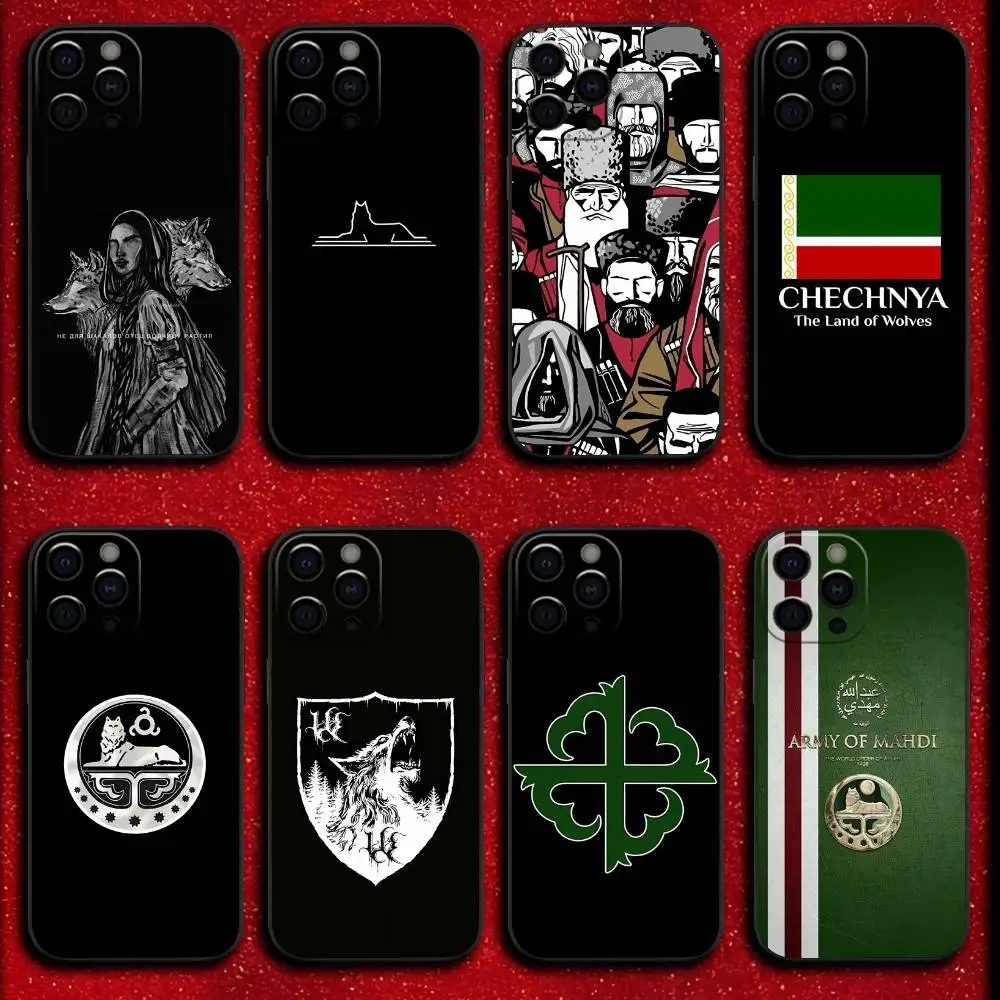 

C-Chechen N-National Flag Phone Case For iPhone 17,16,15,14,13,12,11,Pro,Max,Plus,E,SE4,Air,Mini Black Cover
