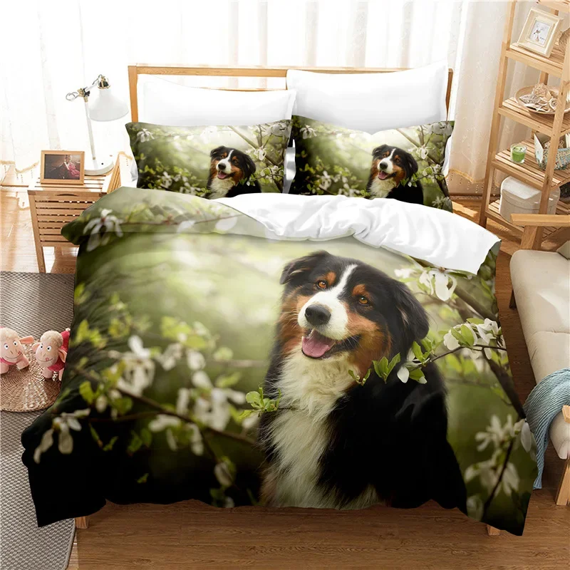 German Shepherd Duvet Cover Set Set King  Queen Size Purebred Hound Animal Bedding Set Kids Cute Dog Puppy Polyester Quilt Cover