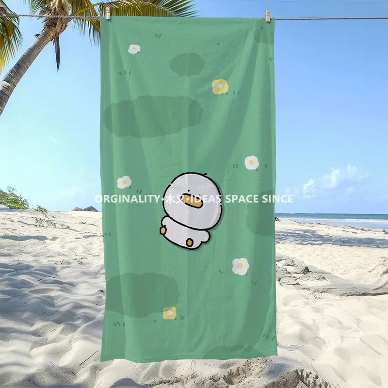 

Cute Duck Floral Beach Towel Patterned Sunscreen And Windproof Suitable For Swimming Pool Camping Travel
