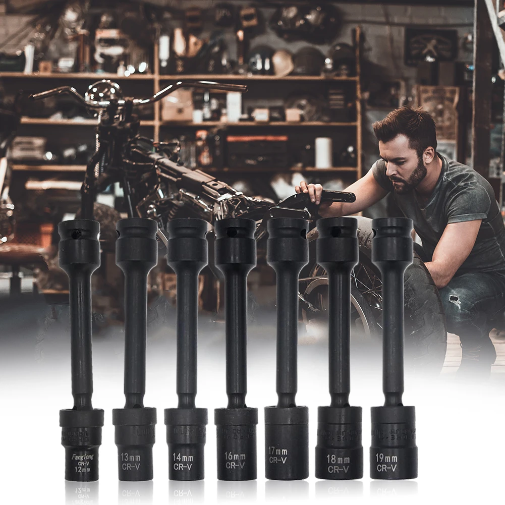 

7 Piece 1/2-Inch Drive Socket Extensions 12/13/14/16/17/18/19mm Universal Socket Extension Bar Hardened Chrome Vanadium Steel