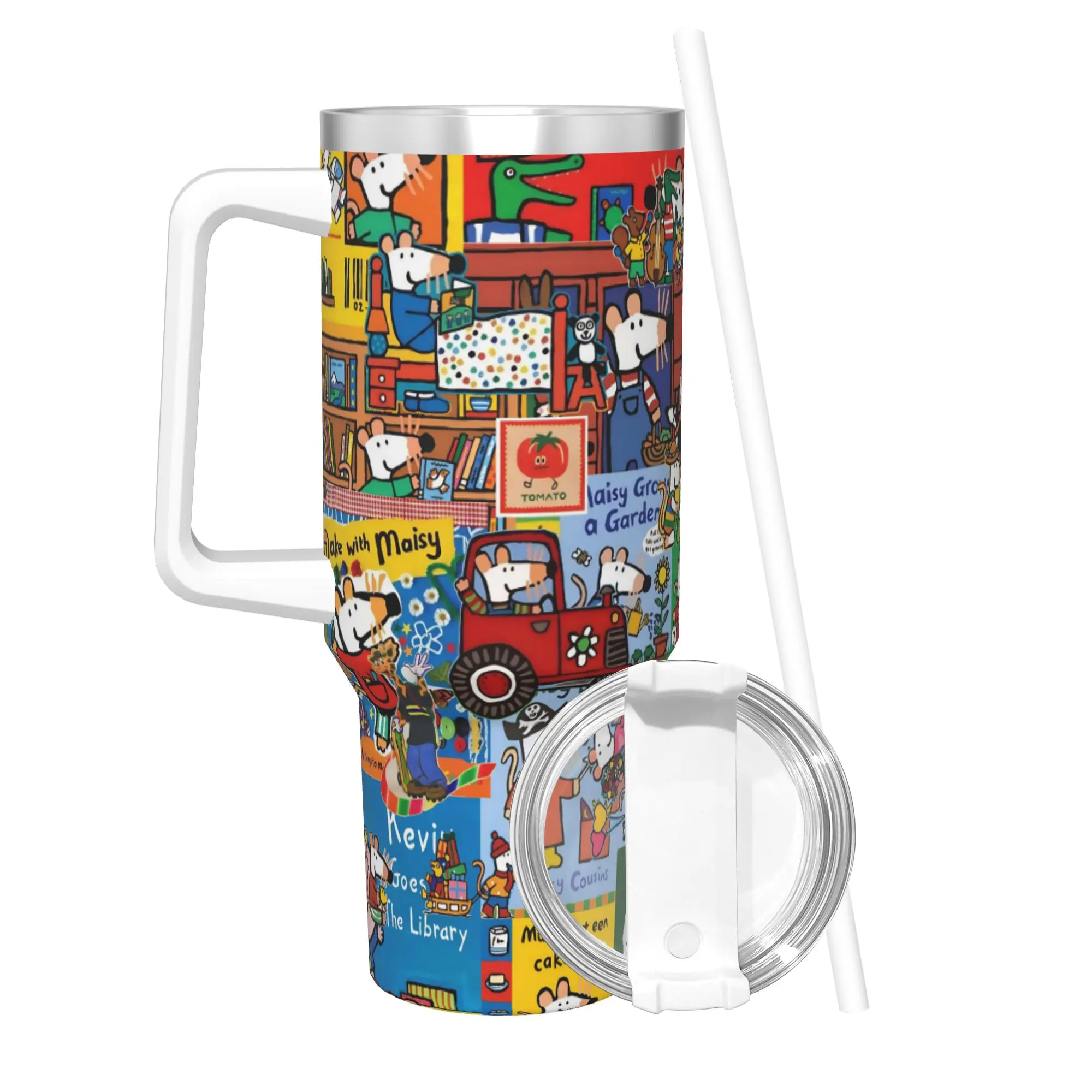 Maisy Mouse Tumbler 40oz Stainless Steel Double Wall Vacuum Insulated  Mug With Straw