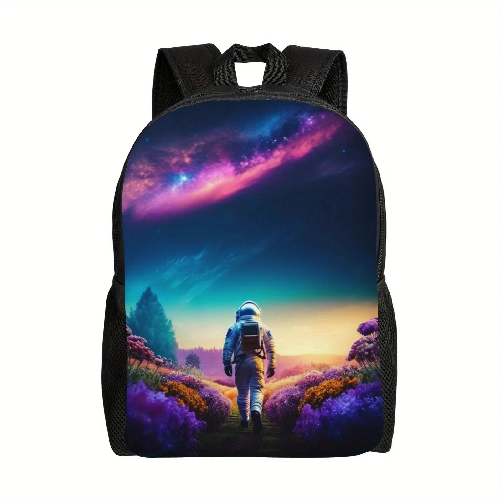 

Aurora astronaut print backpack, men's and women's school bags, lightweight adjustable backpacks, large-capacity laptop bags