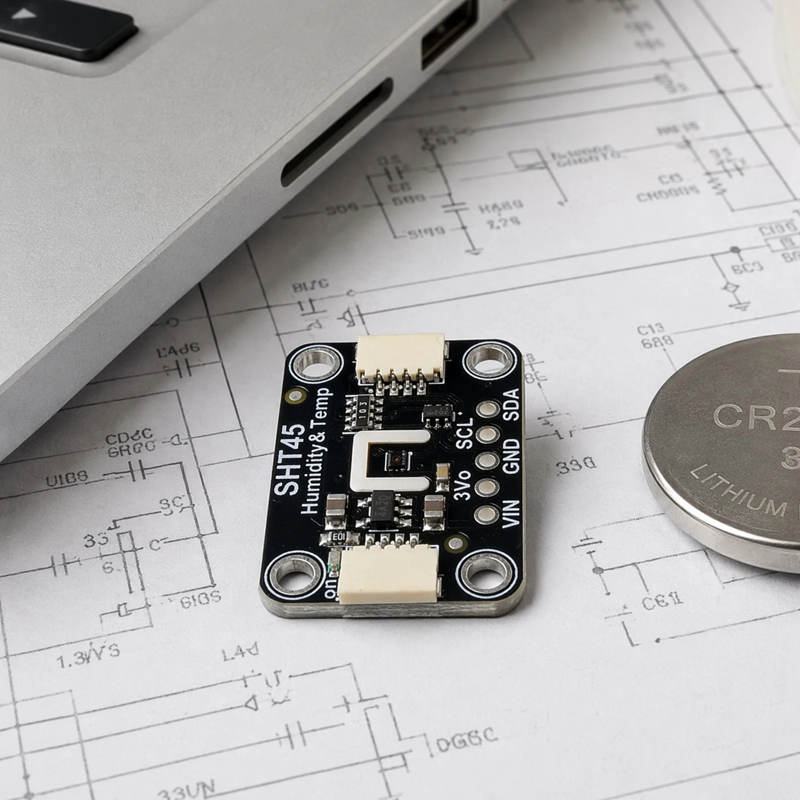 High Accuracy SHT45 Temperature Humidity Sensor I2C for STEMMA QT Qwiic Compatible PCB 3.3V 5V