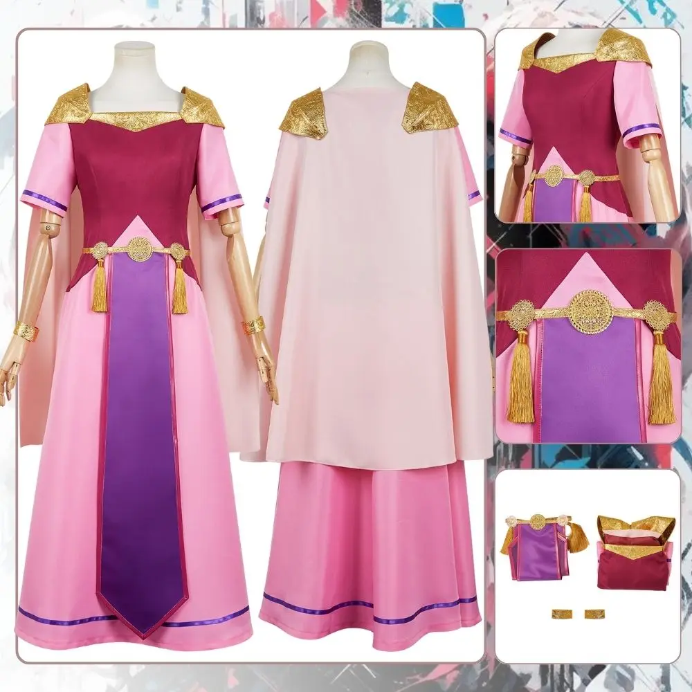 Zeldar Kingdom Tears Princess Cosplay Fantasy Costume Disguise for Women Dress Cloak Female Outfits Halloween Carnival Suit