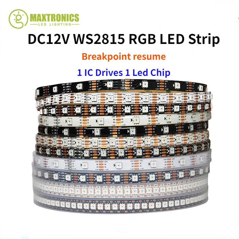 

1-5 м DC12V WS2815 RGB светодиодные ленты WS2812B WS2813 Обновленный индивидуально адресуемый двойной сигнал 30/60/144 светодиодов/M IP30 65 67