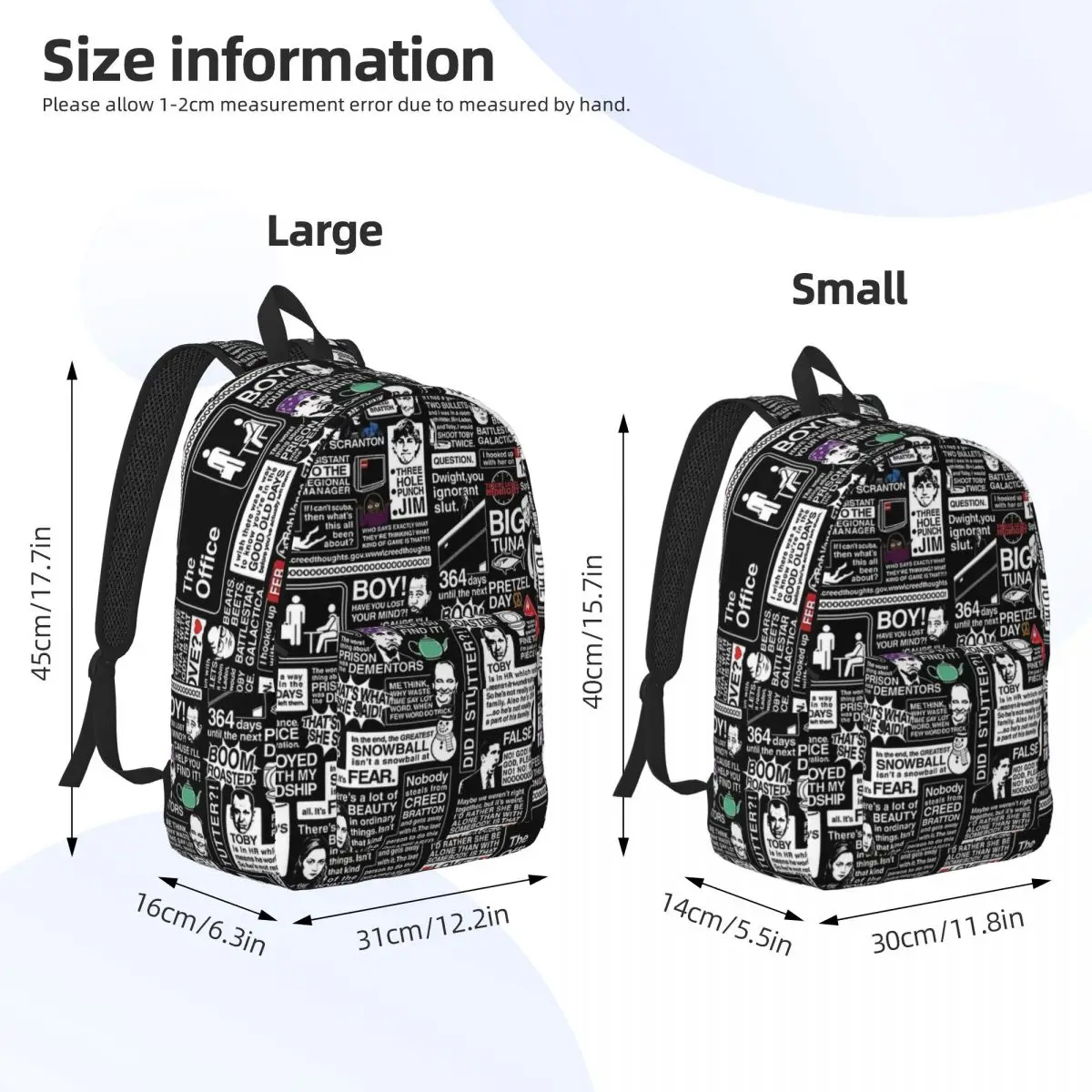 Wise Words & Memorable Quotes mochila para hombres y mujeres, Casual High School Work Daypack, The Office TV Show Laptop Canvas Bags Sport