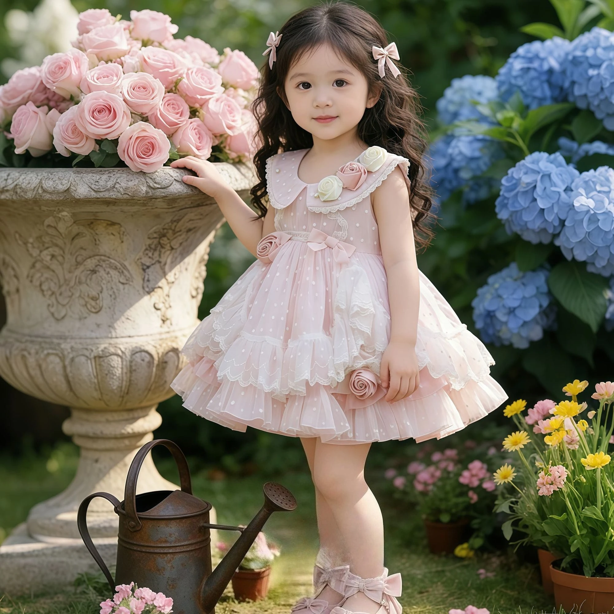 

Lolita girls' dress, fluffy skirt, embroidered summer birthday gift dress, stylish short sleeved dress
