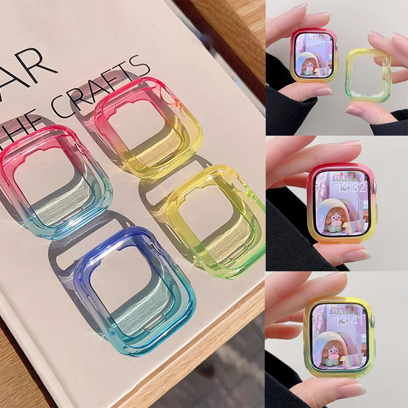 

Candy Color Cover for Apple Watch Case 49mm 45mm 41mm 40mm 42 44 Silicone Soft Shell for IWatch 10 9 8 7 SE 6 5 Protector Bumper