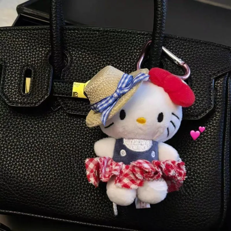 Sanrio Cute Anime Hellokittys Keychain Anime Cartoon Kitty Cat Plush Hanging Key Chain Backpack Accessories Pendant Girl Gifts
