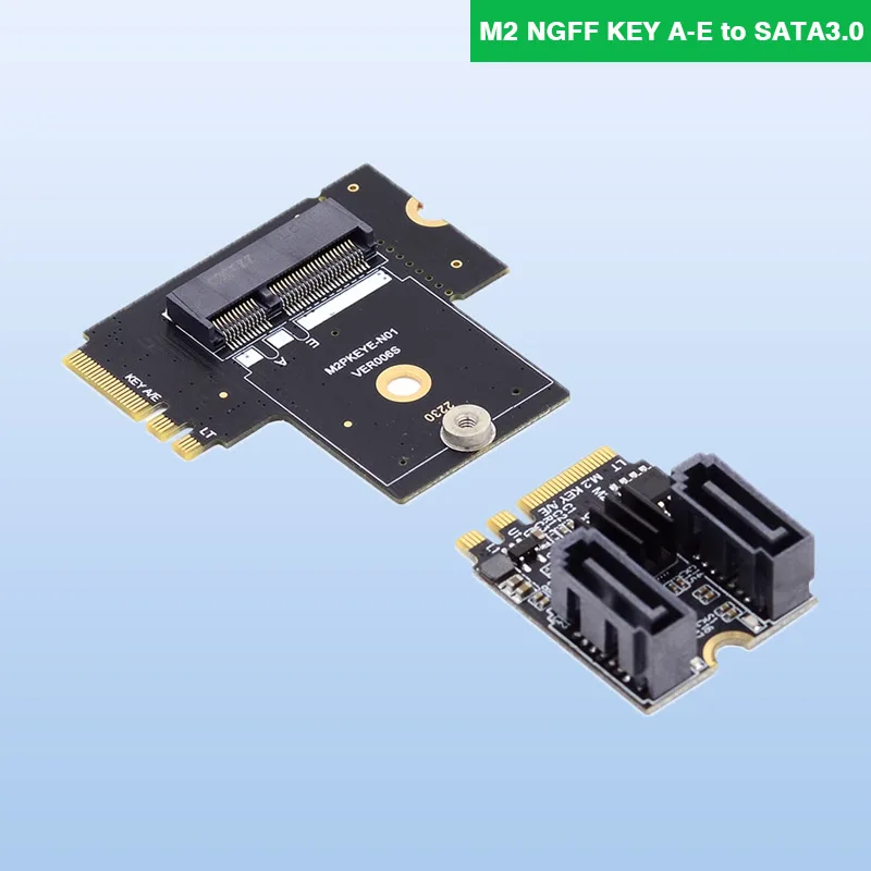 M2 NGFF KEY A-E Elbow Adapter Card Extension WIFI Port To SATA Hard Disk Adapter Card M2 NGFF KEY A-E To SATA3.0 Extension