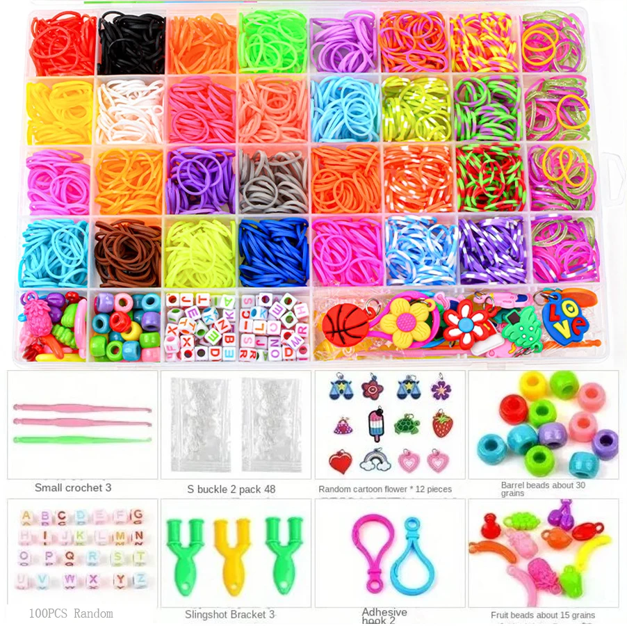 4300pcs+ 32Colour Vibrant Color Rubber Band Assortment Loom Bands- Beading Kits for Making Unique Bracelets, Bangles, and Crafts