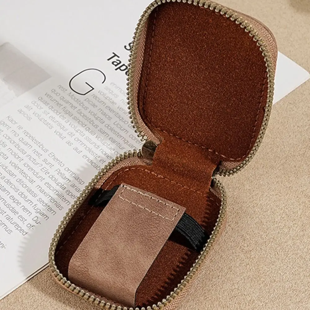 

Anti Lost Leather Earphone Cover Shockproof Zipper PU Leather Protective Case Classical Portable Earphone Storage Bag