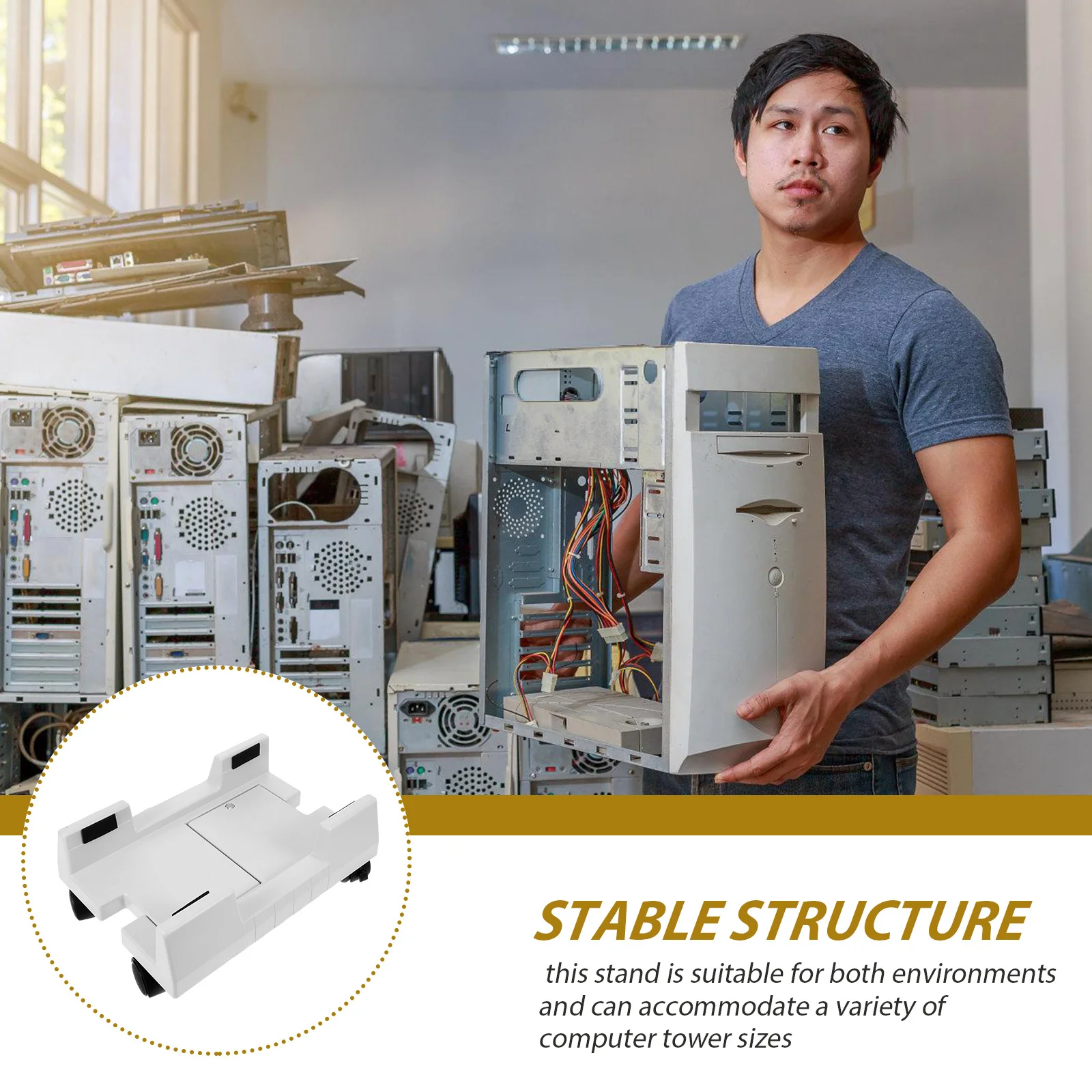 

Computer Tower Holder CPU Stand with Casters Movable Plastic CPU Holder Desktop Pc Tower Stand for Home Office