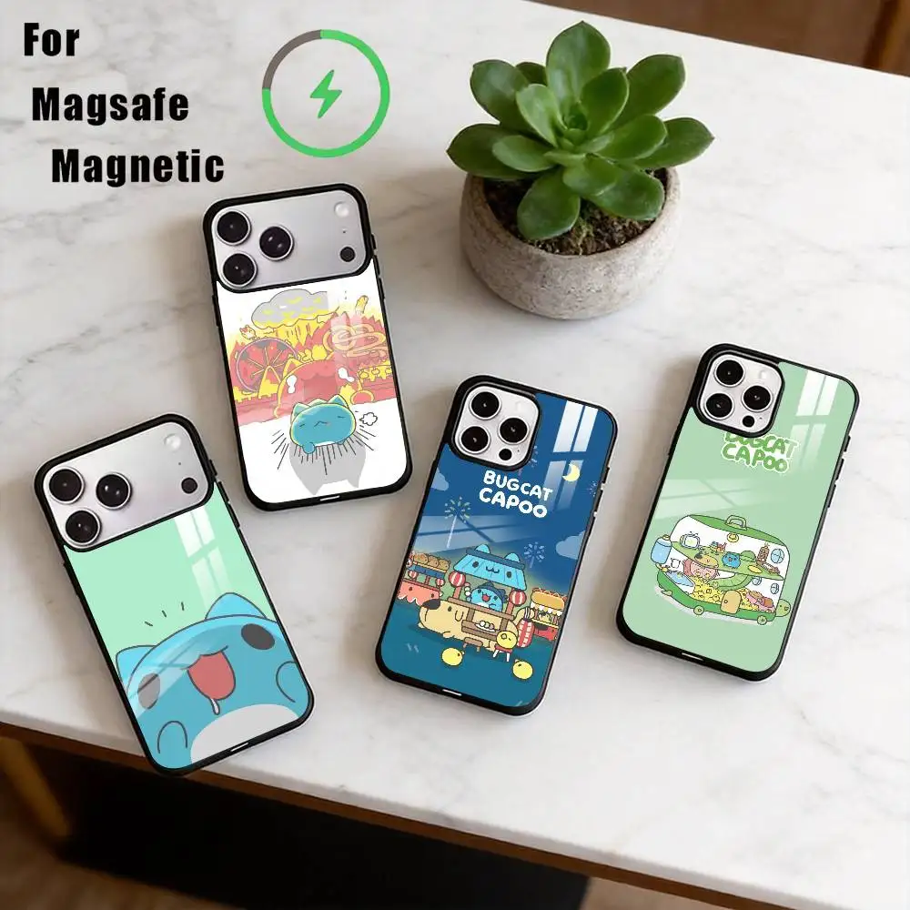 

B-BugCat Capoo Phone Case For iPhone17,16,15,14,13,12,11 Plus,Pro Magnetic with Magsafe Wireless Charging