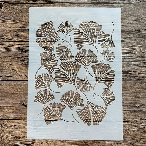 Molde de mandala A4 29x21cm DIY para pintar plantillas, álbum de fotos estampado, tarjeta de papel en relieve sobre tela de madera, pared, hoja de ginkgo