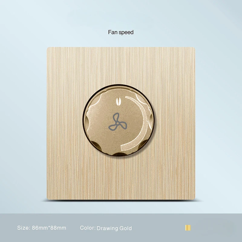 Brushed Golden TV Panel British Style 250V Wall Mounted Recessed Switch Socket with 13A USB Function