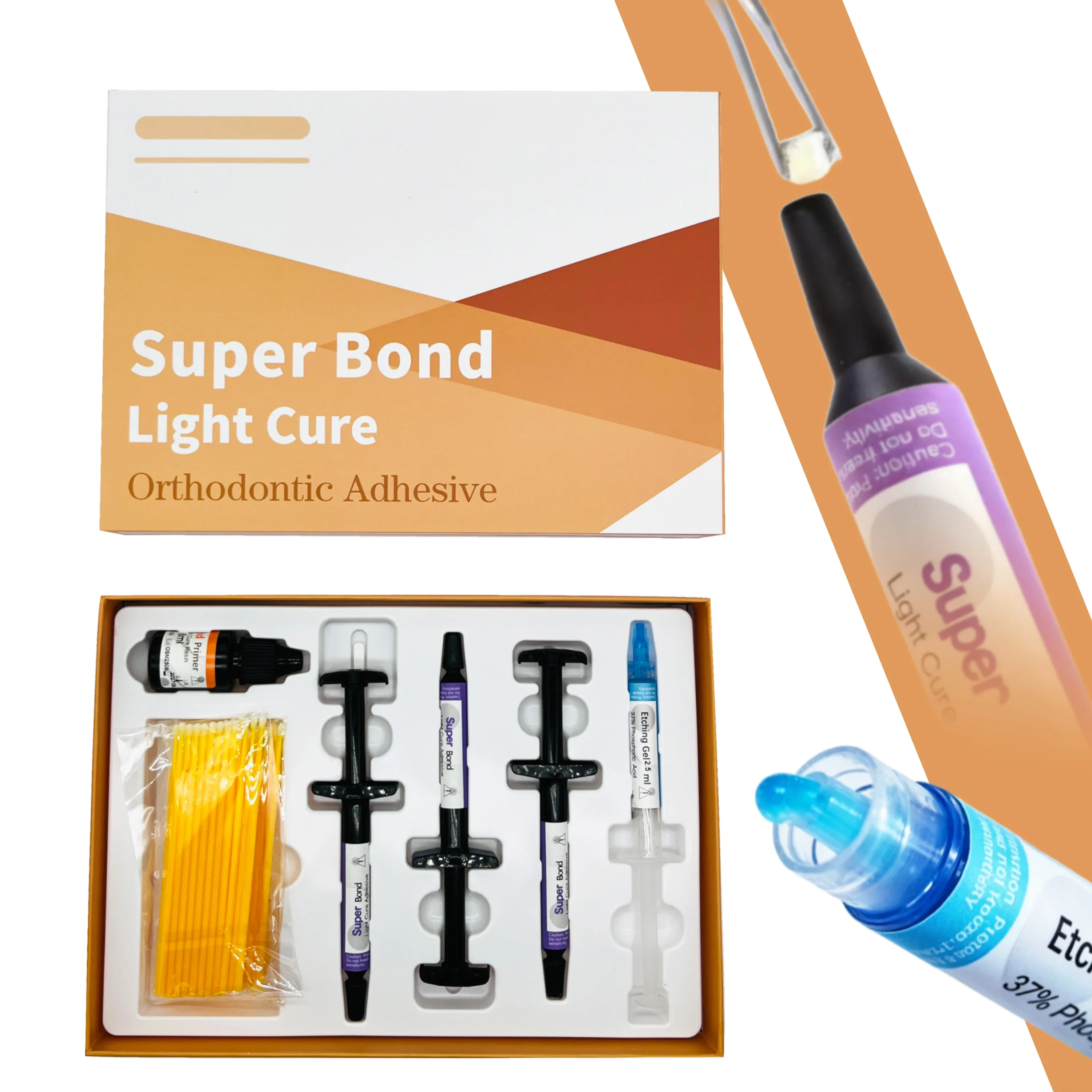 Orthodontic Light Cure Bonding Adhesive Kit For Metal Ceramic Brackets Buccal Tubes Braces Dental Clinic Material Bag & Box
