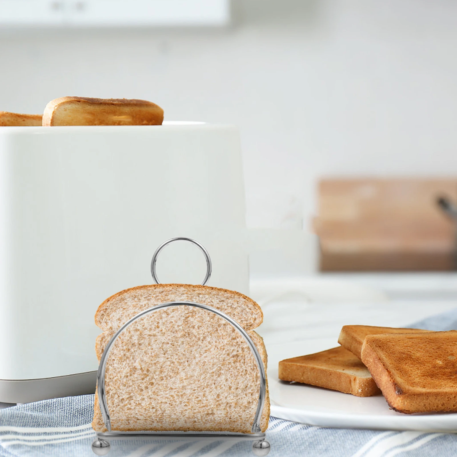 

Stainless Steel Bread Rack Toast Holder Multifunctional Kitchen Storage Solution Easy Clean Bread Stand Sandwich Slices