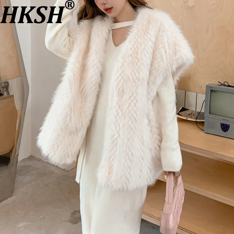 

HKSH осень-зима новый женский жилет из искусственного меха с v-образным вырезом однотонный элегантный темпераментный роскошный уличный жилет без рукавов HK13541